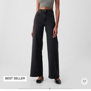 GAP high rise stride, wide leg, black 32